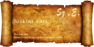 Sziklai Edit névjegykártya